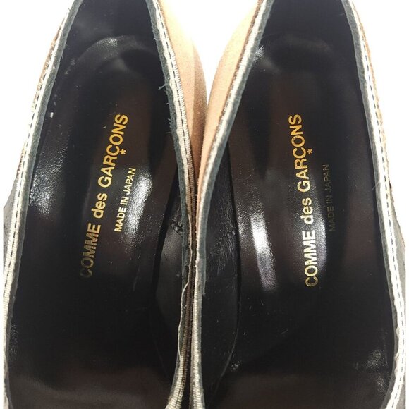 Comme des Garcons Colorblock Cowhide Heels 23.5 US 7 Multi Distressed Pumps $535 - Picture 8 of 11